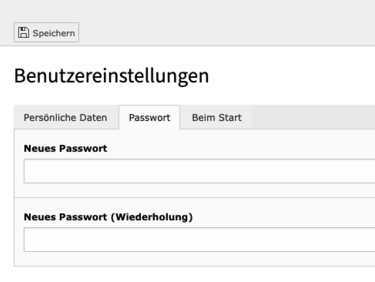 TYPO3 Backend Benutzereinstellungen Passwort TYPO3 Backend Benutzereinstellungen Passwort